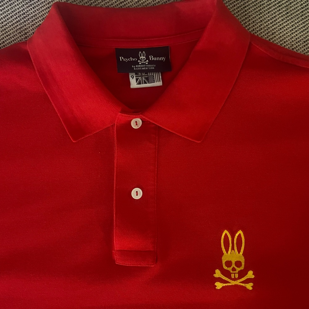Psycho Bunny Red Polo with Yellow Logo